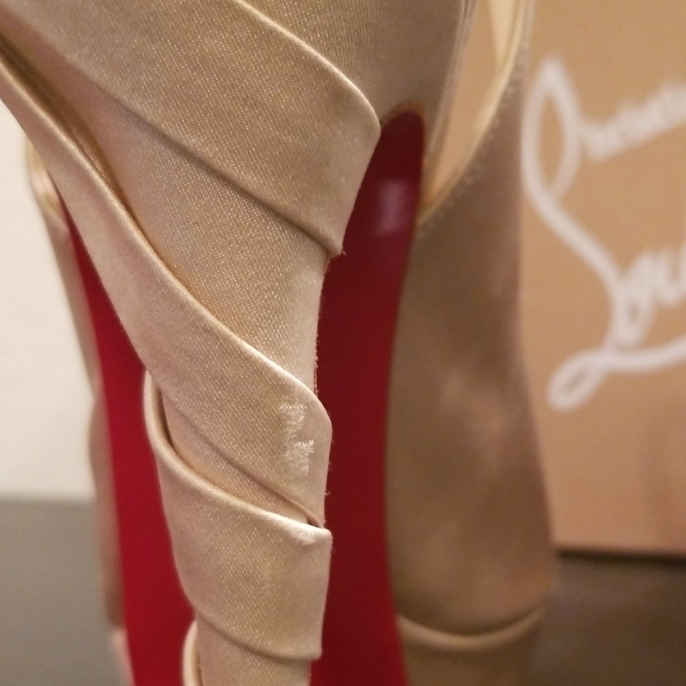 Christian Louboutin Platform Satin Nude Heels 39.5 - Picture 6 of 8